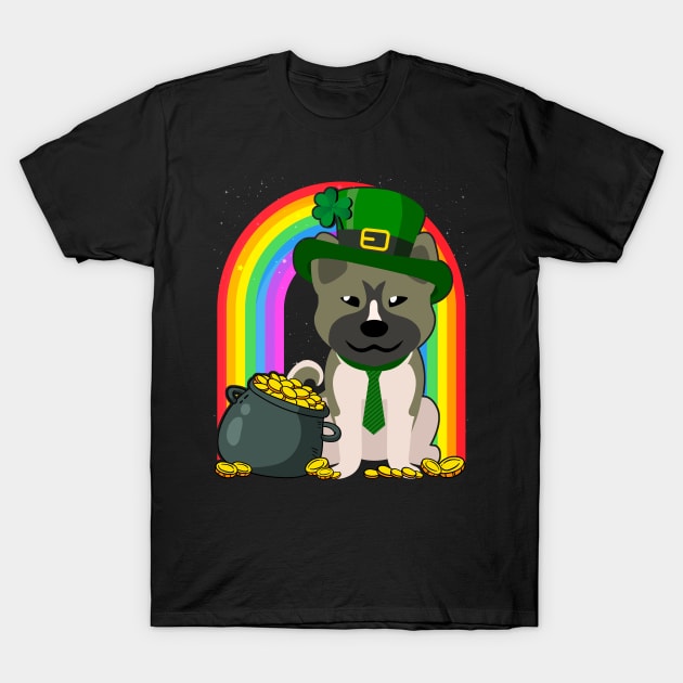 Akita Americano Rainbow Irish Clover St Patrick Day Dog Gift graphic T-Shirt by theodoros20